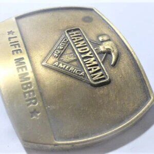 JW2 --  RARE 1996 HANDYMAN of AMERICA Belt Buckle Solid Bronze Belt Buckle